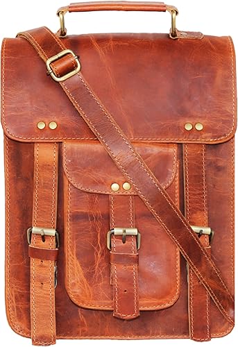 jaald Leather Messenger Bag Laptop Case Office Briefcase Gift For Men Computer Distressed Shoulder Bag