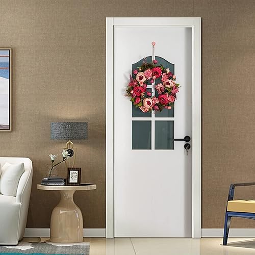 Miniatura 4 de Coronas de peonía para puerta delantera, primavera, verano, otoño, coronas para decoración de puertas exteriores o ventanas, corona de 14 pulgadas