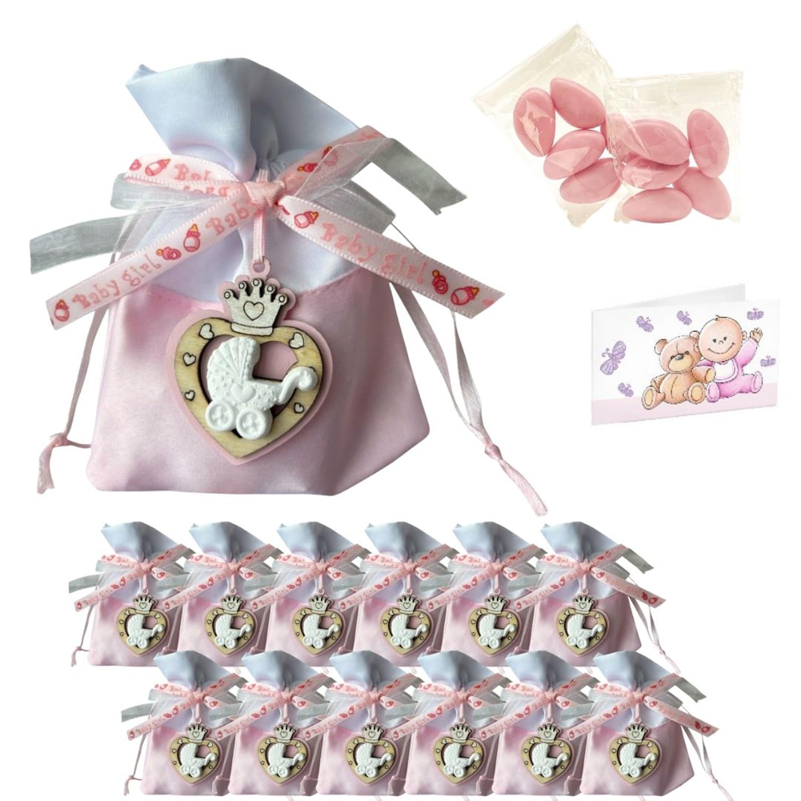 Sac à dragées personnalisables lot de 12 cadeaux d'invités pour baptême et anniversaire fille