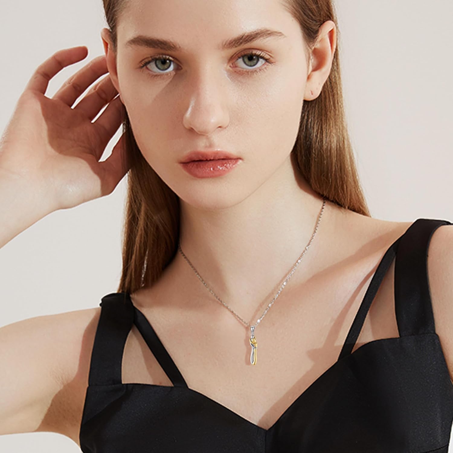 Hug Couple Necklace S925 Sterling Silver Hugging Necklace for Him and Her Hug Jewelry Gifts for Women - Image 2