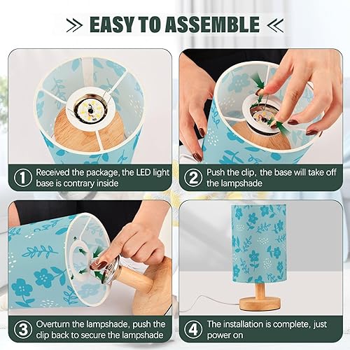 Miniatura 4 de Desk Lamp Small Lamp Cylinder Blue Flower Cute Scandinavian Night Light for Kids Bar