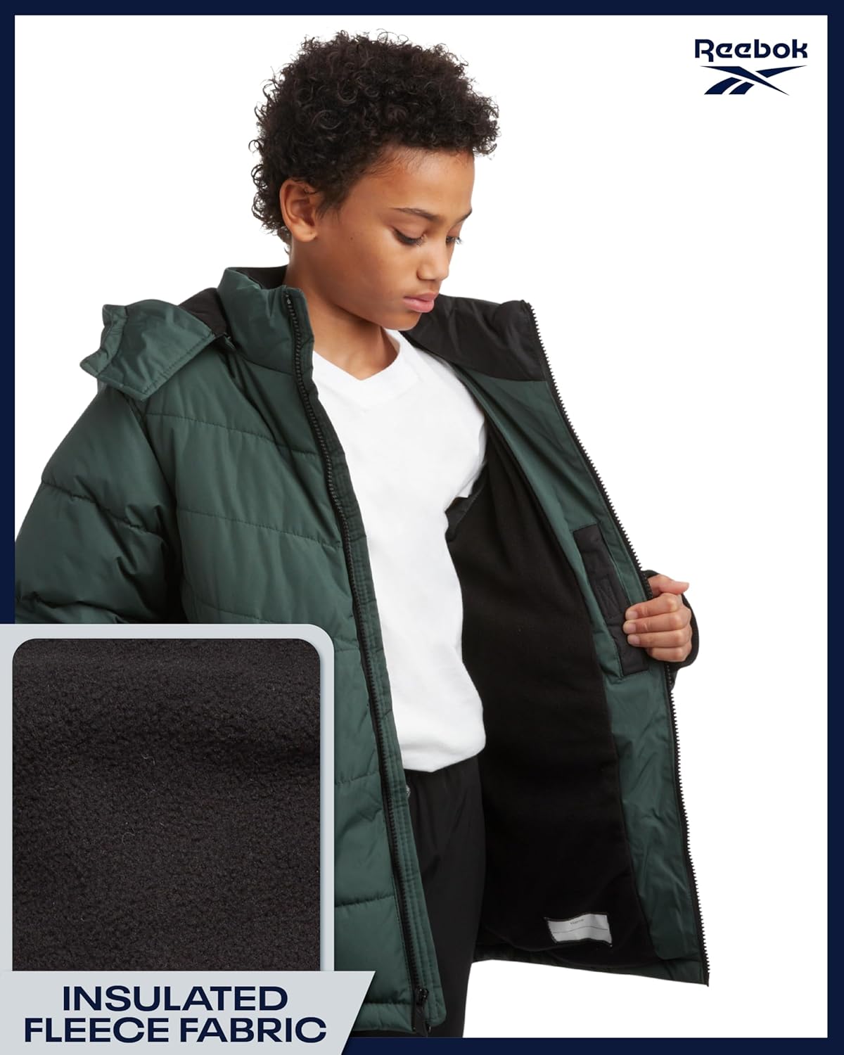 Reebok Boys Puffer Jacket - Heavyweight Quilted Water & Wind Resistant Boys Winter Coat - Fleece Insulated Kids Winter Jacket - Image 5