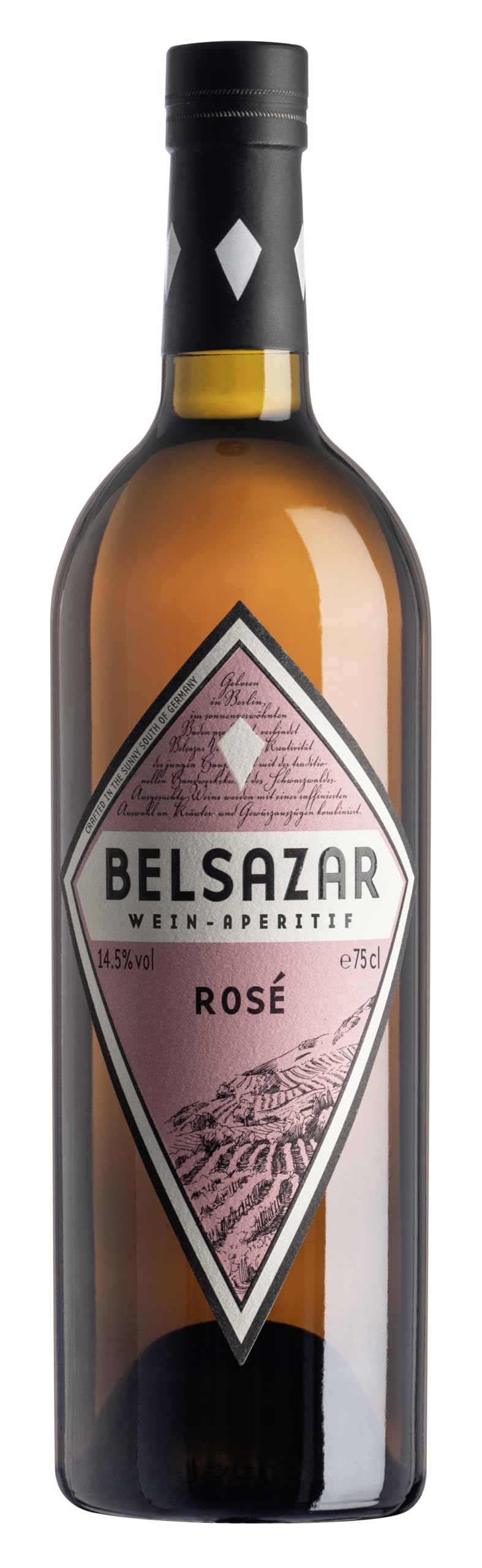 Belsazar Rose, Wein-Aperitif, vom Berliner Lebensgefühl inspiriert, gefertigt im Schwarzwald, ideal als Sommergetränk im Rose und Tonic, 14,5 Prozent vol, 750ml Einzelflasche