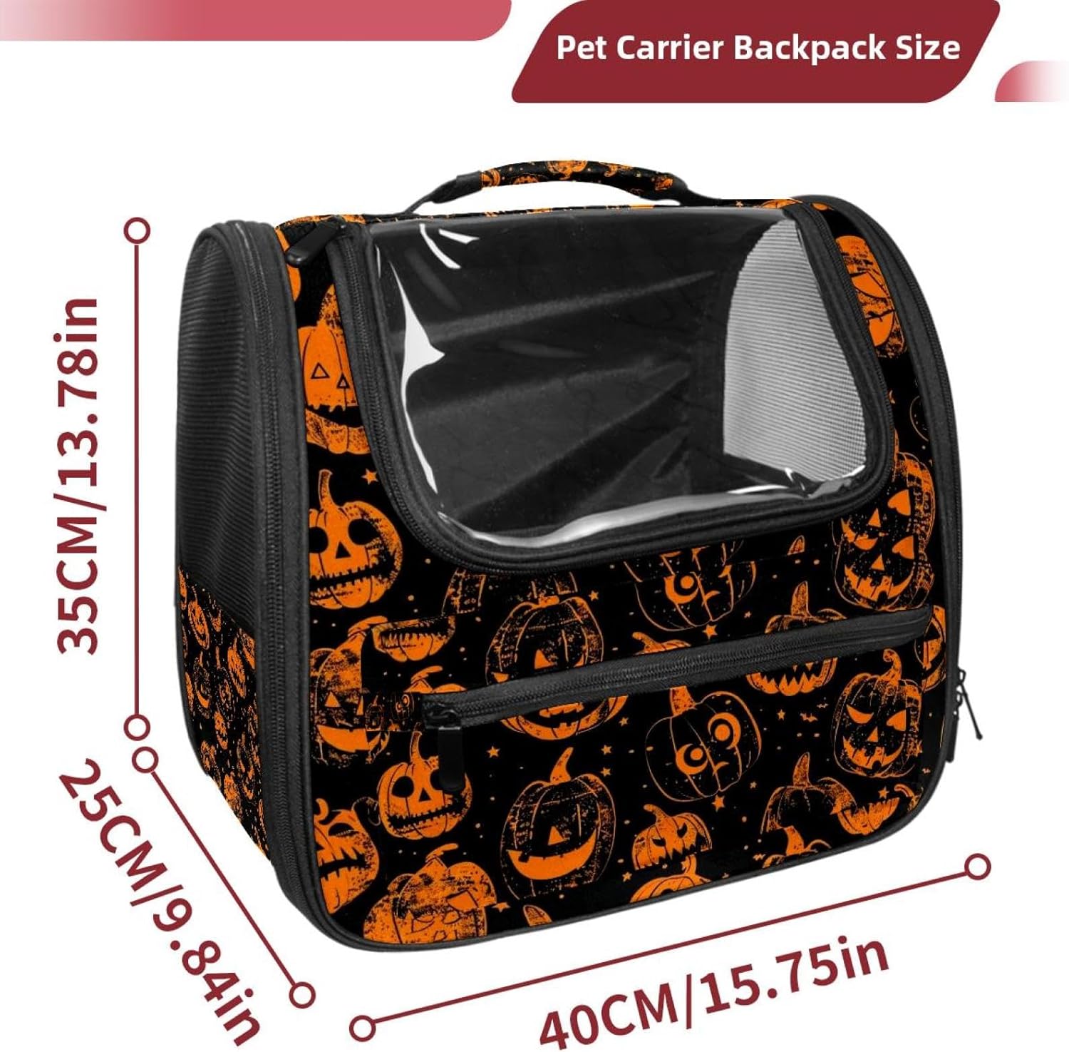 Happy Helloween Party3 Traveler Backpack Pet Carriers for Cats and Dogs