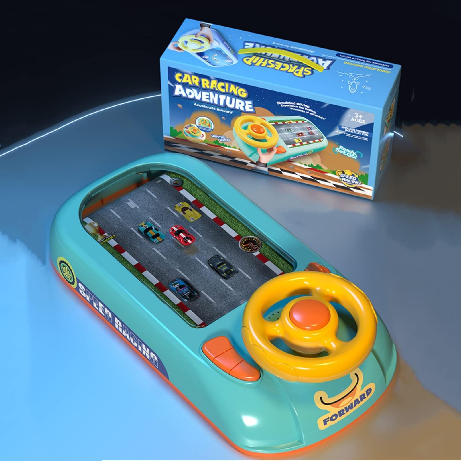 Baby Musical Steering Wheel Toy, Toddler Simulated Racing Car Game With Sound, Pretend Play Sensory Toys for Boys Girls Birthday Gift (Green)