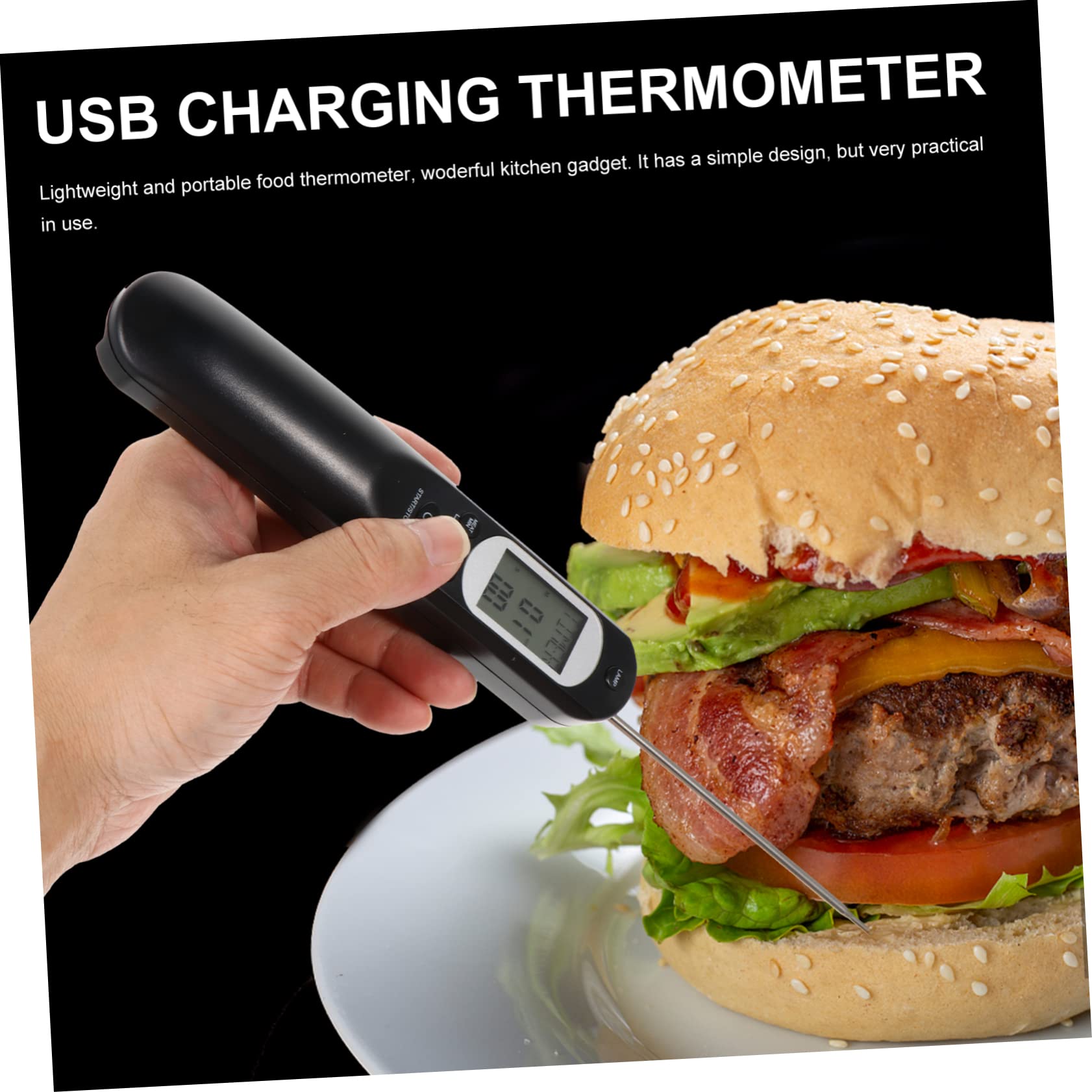 MAGICLULU 2sets Termometro Digitale Per Con Ricarica Usb Misuratore Di Temperatura Per Cucina e Barbecue Lettura Istantanea e Allerta Sonora Strumento Pratico Per Pollame Manzo e Suino