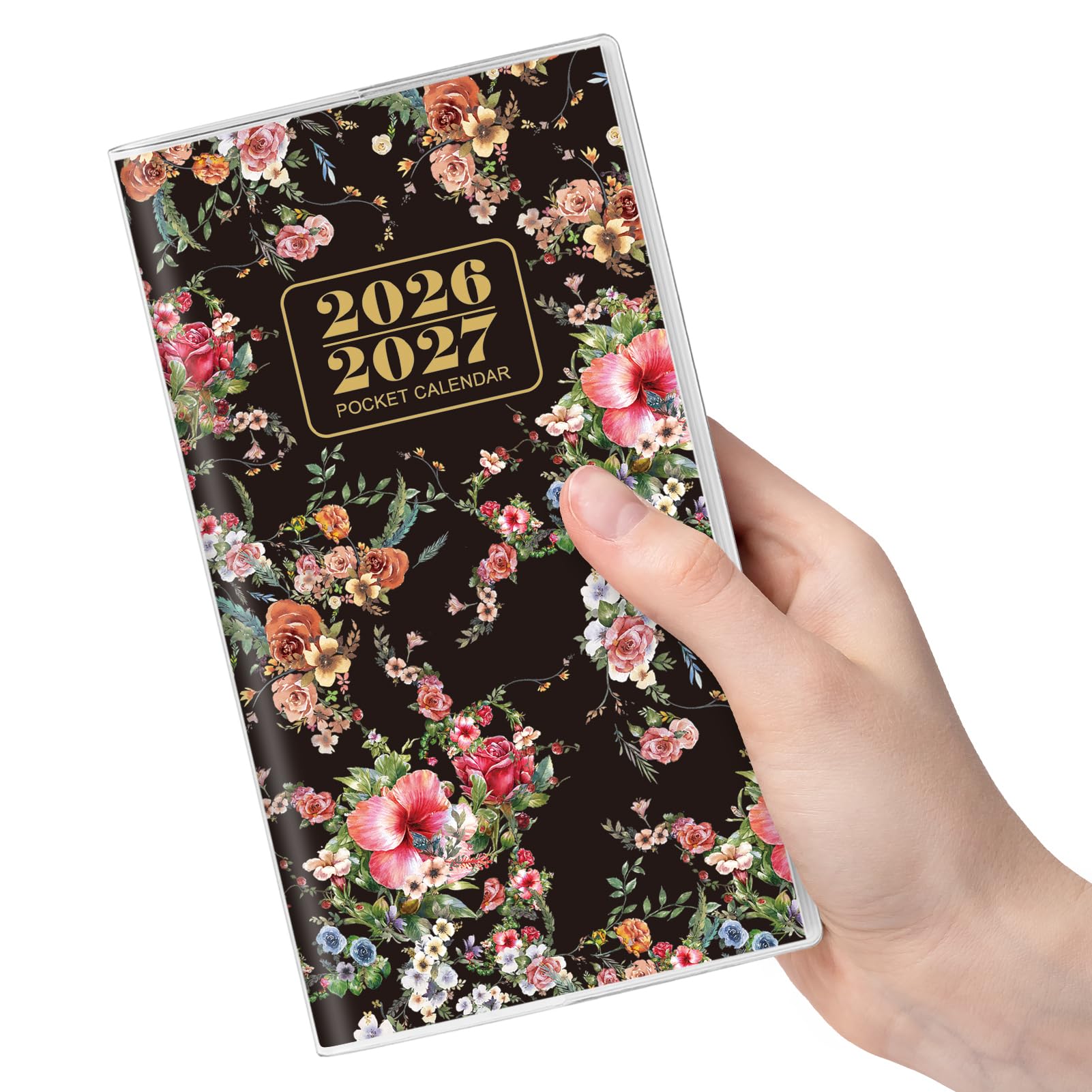 Phyxin Calendario tascabile 2026-2027, piccolo calendario 2026 – va da gennaio 2026 a dicembre 2027, agenda tascabile, 9,4 x 17 cm con copertura in PVC, calendario tascabile per scuola, casa e ufficio