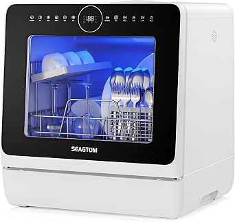 Countertop Dishwasher with Built-In Water Tank and Hot Air Drying