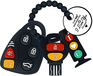 BIGSPINACH Baby Teething Keys Toys 6 to 12 Months,Gothic Car Teether Combo Set,Car Key Remote Toy Controller for Toddler(Gothic) (Gothic, Black)