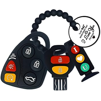 BIGSPINACH Baby Teething Keys Toys 6 to 12 Months,Gothic Car Teether Combo Set,Car Key Remote Toy Controller for ToddlerGothic Gothic, Black