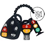 BIGSPINACH Baby Teething Keys Toys 6 to 12 Months,Gothic Car Teether Combo Set,Car Key Remote Toy Controller for Toddler(Gothic) (Gothic, Black)