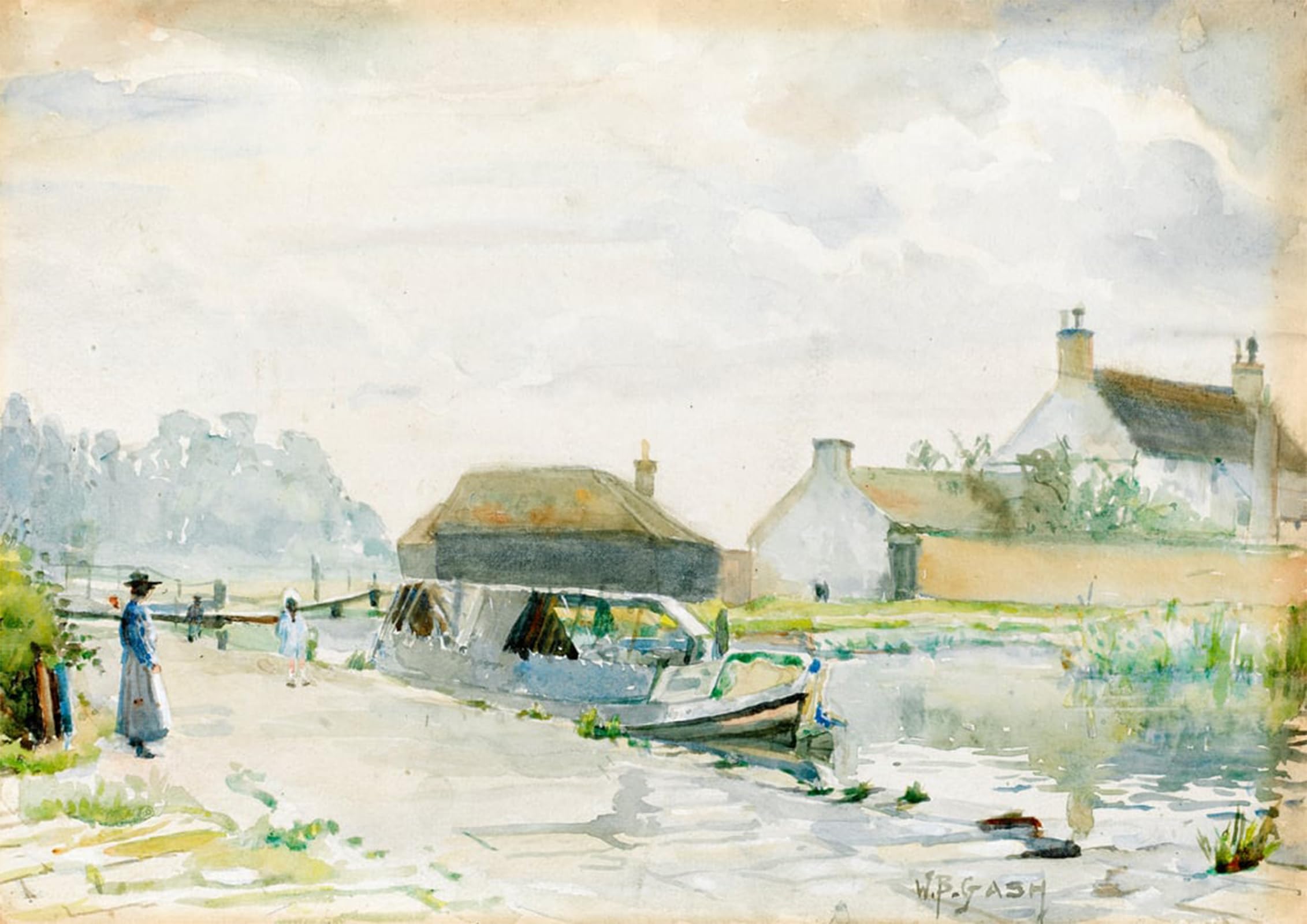 SERENDIPITP Vintage Wall Art Canvas Nordic Poster Canvas Print Picture a Barge by Walter Bonner Gash Wall Art Poster for Home Decor 60x90cm