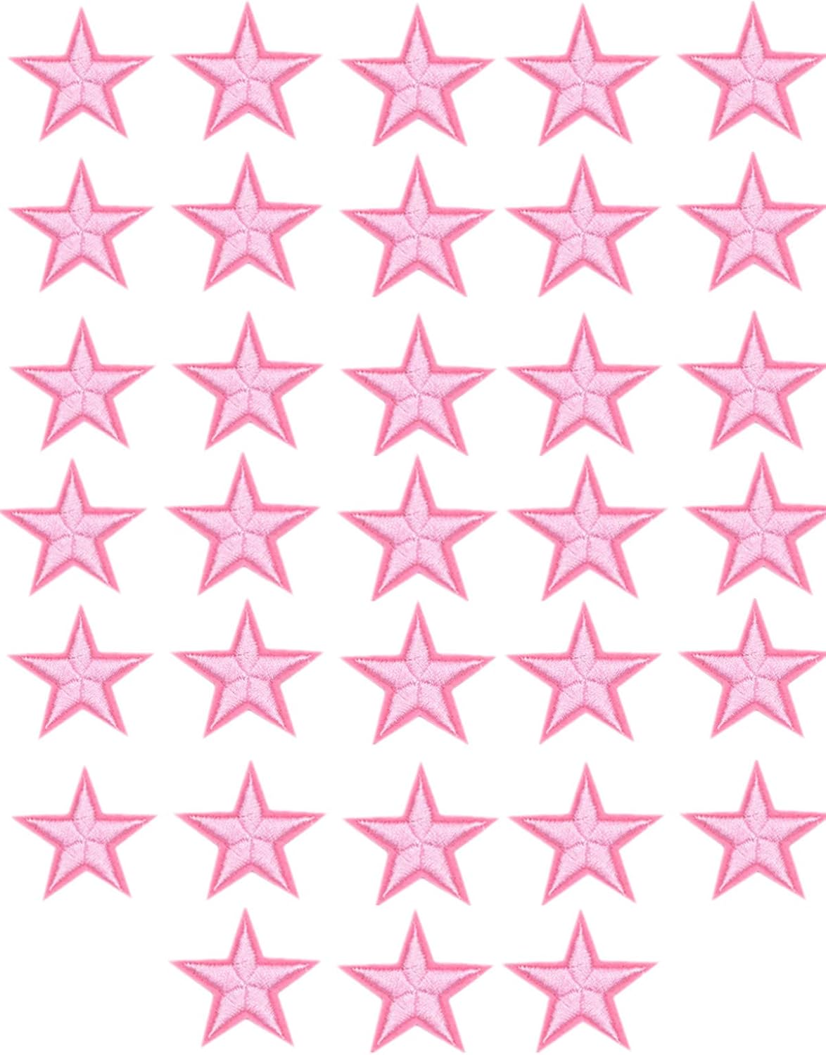 MSCFTFB 33 Pieces Assorted Colors Small 5 Star Iron on Patches Sew Embroidered Patches Appliques Embellishments for Clothing Jackets Backpack Repairing Decorations (Pink)