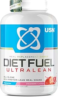 USN Diet Fuel Ultralean Meal Replacement Shake Powder (Strawberry, 2kg - 36 Servings/Meals) Tasty High Protein Shake To Feel Full For Longer, Weight Control Powder, Drink Mix With 25g Protein