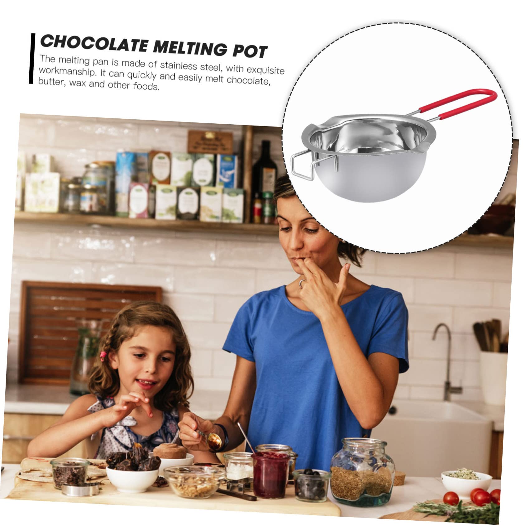 TIDTALEO 1pc Stainless Steel Chocolate Melting Pot Handle Material Butter and Cheese Warmer for Candy Melting for Wax and Ergonomic Design