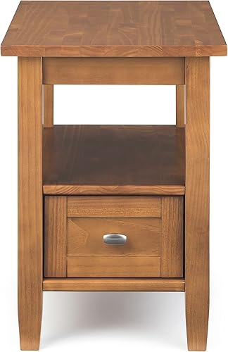 Miniatura 4 de SIMPLIHOME Warm Shaker - Mesa auxiliar estrecha de madera maciza de 14 pulgadas de ancho en marrón dorado claro, mesa de transición para sala de