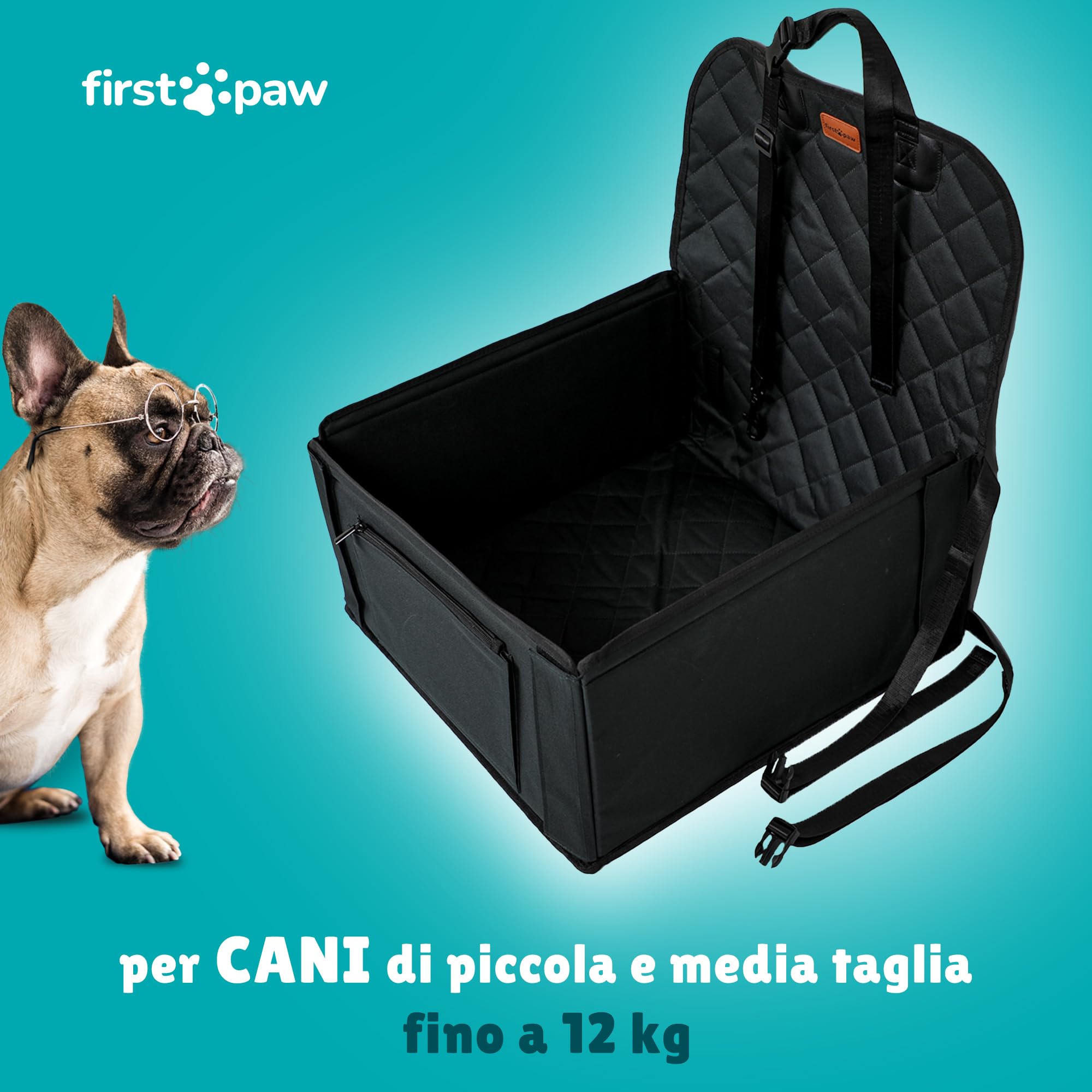 FIRSTPAW Seggiolino Auto per Cani di Piccola Taglia e Media - Trasportino per Cani Auto - Seggiolino per Cani da Auto Impermeabile, Rinforzato e Robusto per Sedili Anteriori e Posteriori