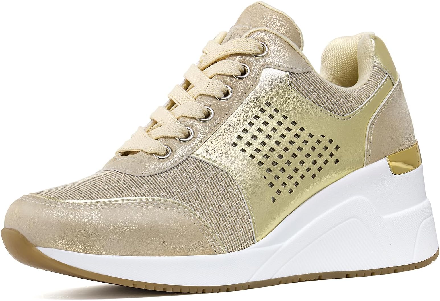 Hidden Heel Wedge Sneakers for Women - Casual High Heel Walking Sneakers and Women Fashion Slip On Sneakers, Breathable and Comfortable