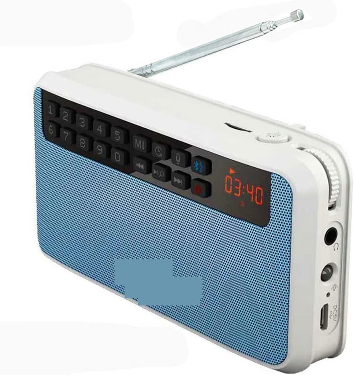 Generic Przenośny głośnik Bluetooth z radiem FM, złoty, cyfrowy wyświetlacz, funkcja nagrywania, wbudowana latarka, odtwarzacz MP3, połączenia bez użycia rąk (niebieski)