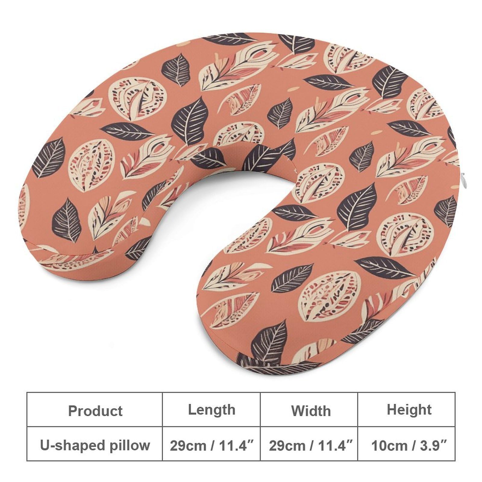Almohada en forma de U de hojas de estilo simple, núcleo de almohada de espuma viscoelástica, cojín, proporciona apoyo para el cuello, almohada de viaje, adecuada para aviones, coches