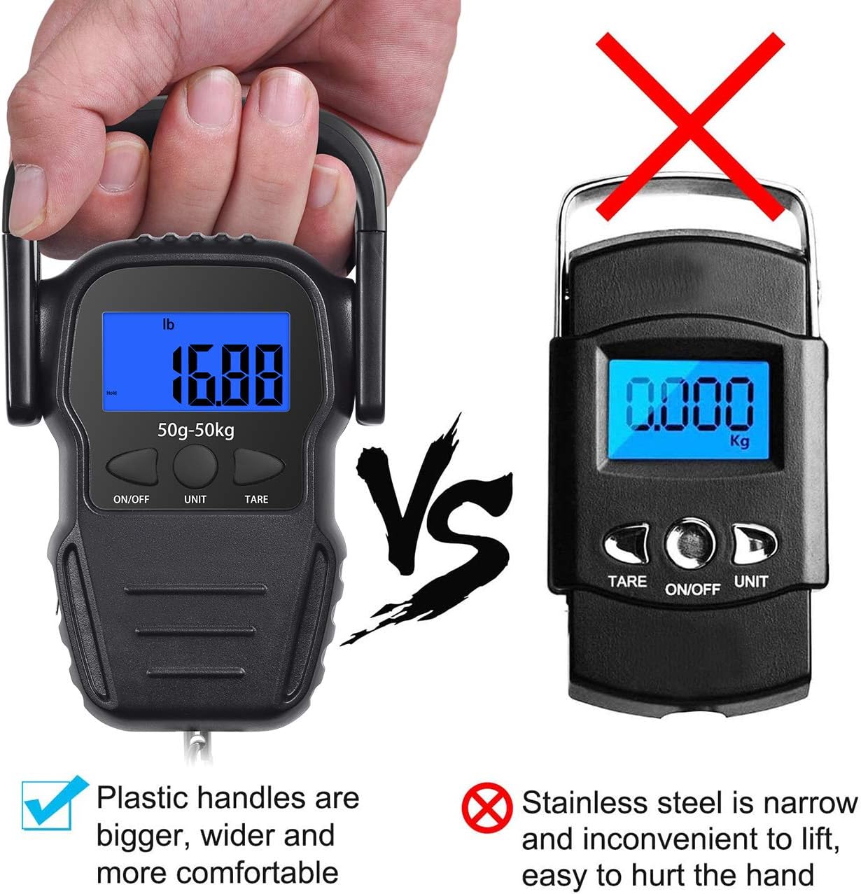 CaseBuy Digital Fish Scale 110lb/50kg, Portable Hanging Hook Scale Electronic Fish Weighing Scale with Tape Measure/Large Backlit LCD Display, 2AAA Batteries Included, Gifts for Man Dad Fisherman : Sports & Outdoors