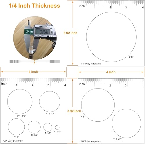 Miniatura 3 de 3 plantillas de enrutador para carpintería, 4 x 3.92 pulgadas, plantilla de plantilla de enrutador circular, plantilla decorativa con incrustaciones