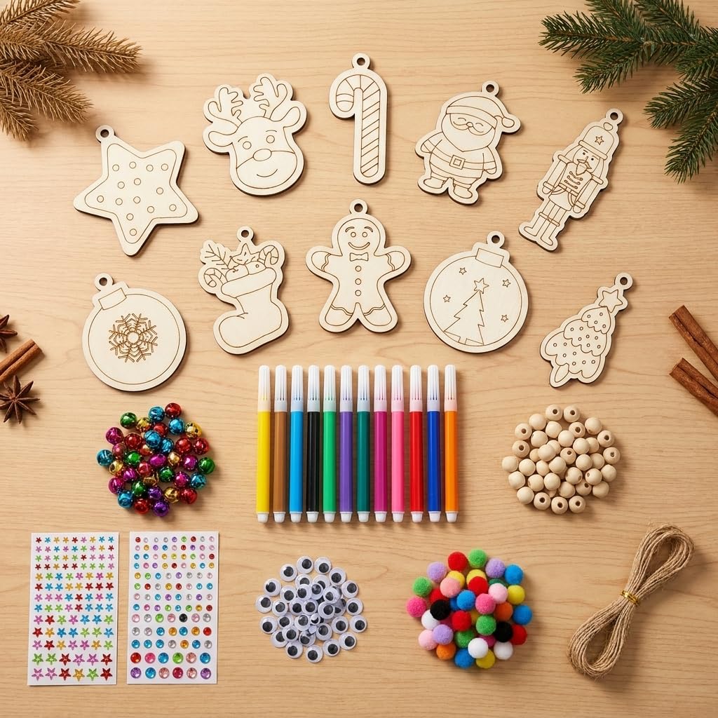 485 ciondoli in legno fai da te da dipingere per Natale (B)