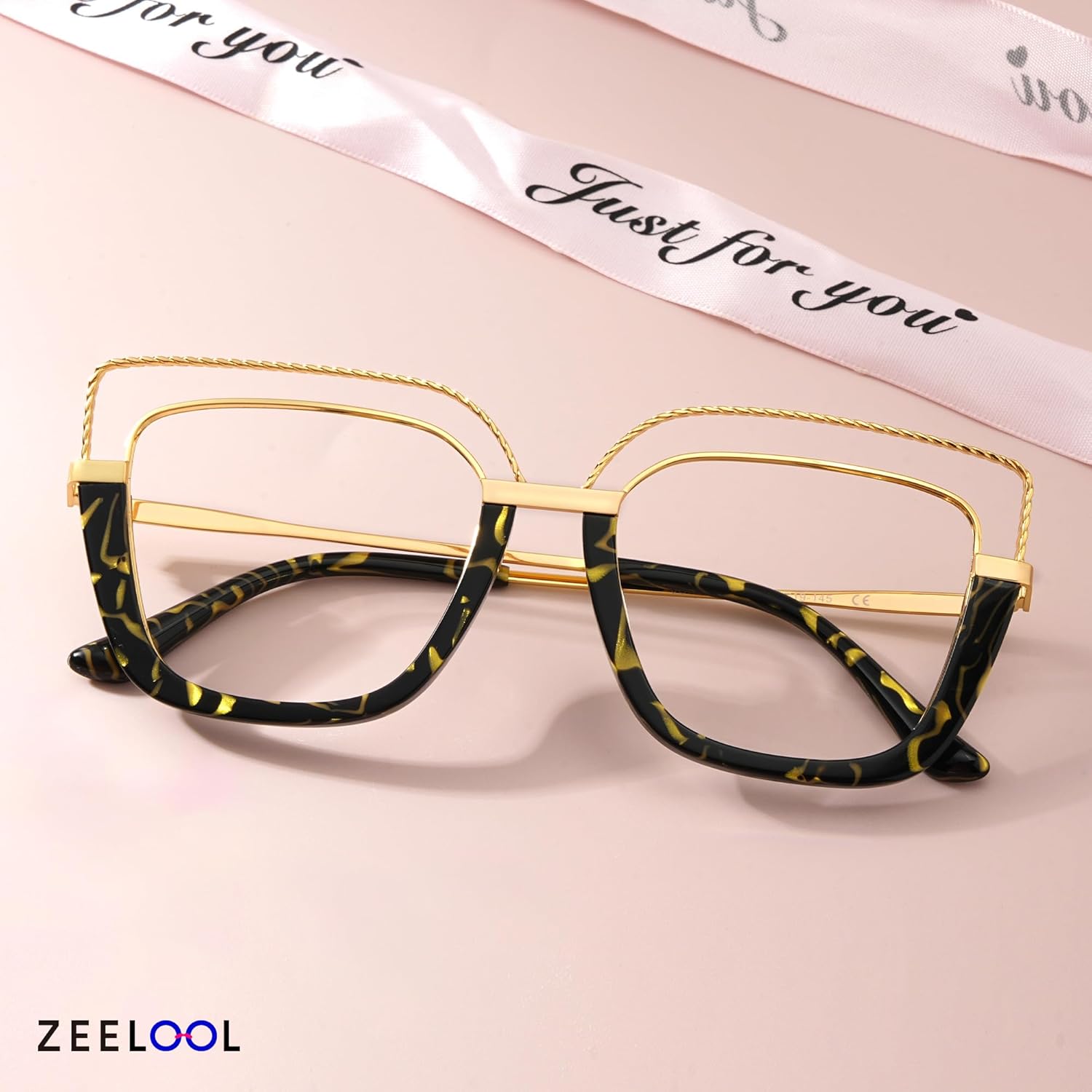Zeelool Stylish Oversize Cat Eye Glasses Frame for Women with Non-prescription Clear Ornella ZJGX370408