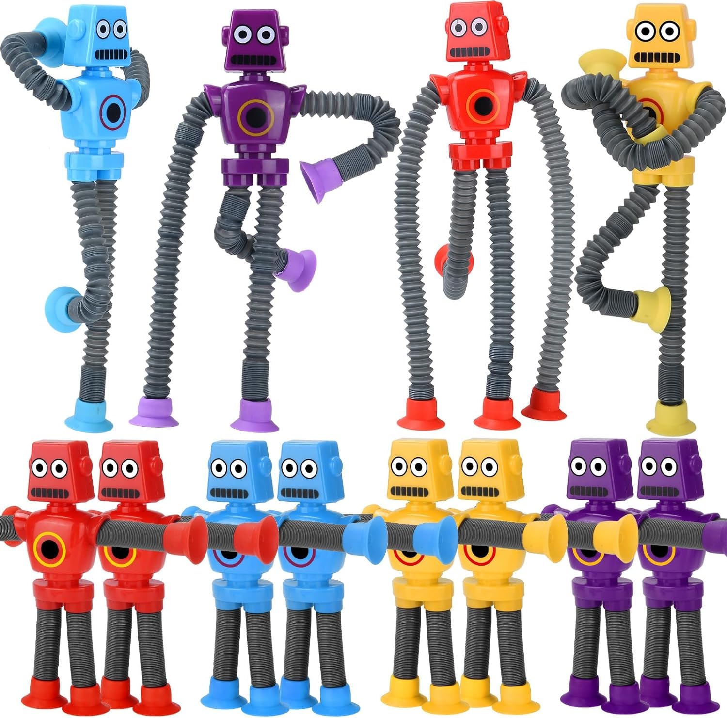2024 New 10 Pack Telescopic Suction Cup Robot Toy,Bulk Birthday Party Favors for Kids,Classroom, Party Favors, Goodie Bags Fillers, Birthday Day Gifts and Prize(Robot)