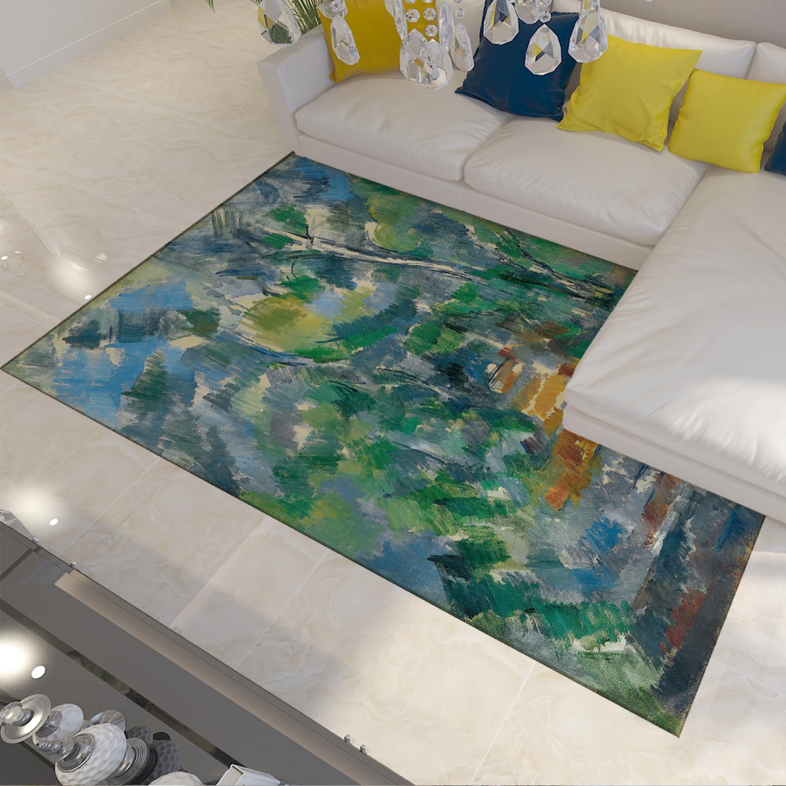 Tapis Paul Cézanne forêt anti-dérapant 90x120 cm pour chambre