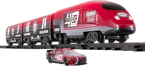 Miniatura 5 de Lionel NASCAR Hendrick Motorsports - Juego de tren para el 40 aniversario – Motor diésel a batería listo para jugar con 1:64 fundido a presión