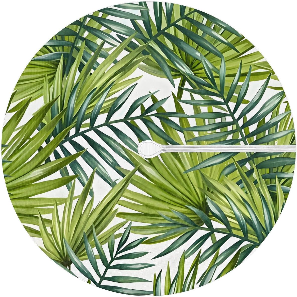 Round Fitted Tablecloth with Umbrella Hole Poppy Leaves Outdoor Tablecloth Waterproof Umbrella Table Cloth Tropical Plant Zippered Tablecloth 45"-56" Round Elastic Table Cover for Patio