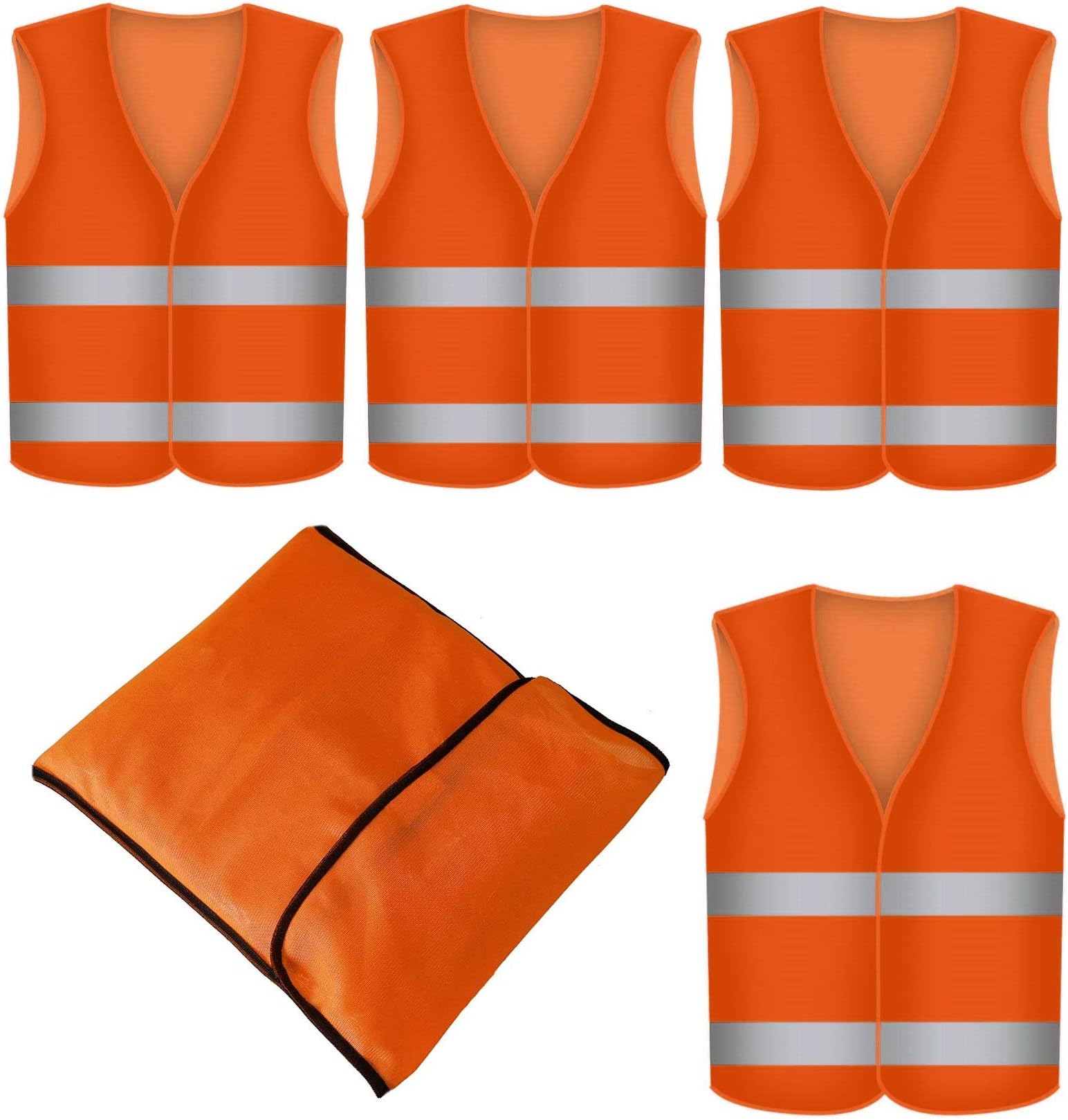 Prowiste® EN471 Safety Vest Set Orange Wrinkle-Free Washable 360 Degree Reflective Protection Vest Car EN471, orange
