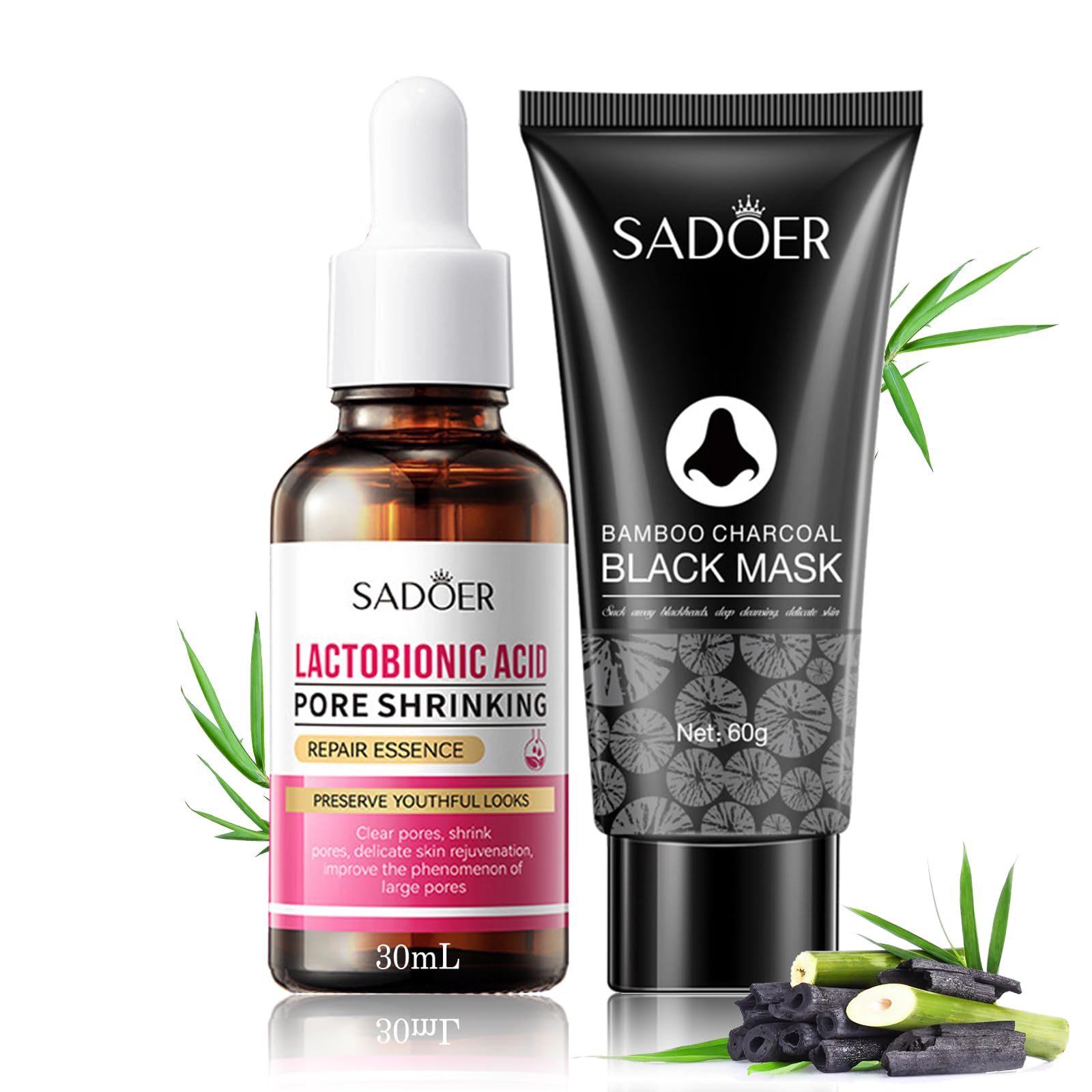 Blackhead Remover Mask, Charcoal Peel Off Face Mask & Lactobionic Acid Serum For Removing Blackhead, Pores Shrinking - Mens Blackhead Face Masks Skincare For Pore Purifying Deep Cleansing