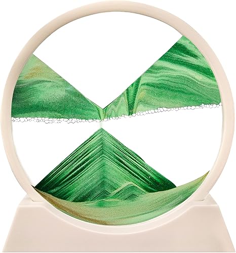 Aoderun Cuadro de arte de arena en movimiento redondo de cristal 3D de mar profundo en pantalla de movimiento regalo de arena fluida para adultos y