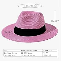 Vista 23 de Lanzom - Sombrero de paja playero para mujer, de ala ancha, plegable, estilo Fedora, UPF50+