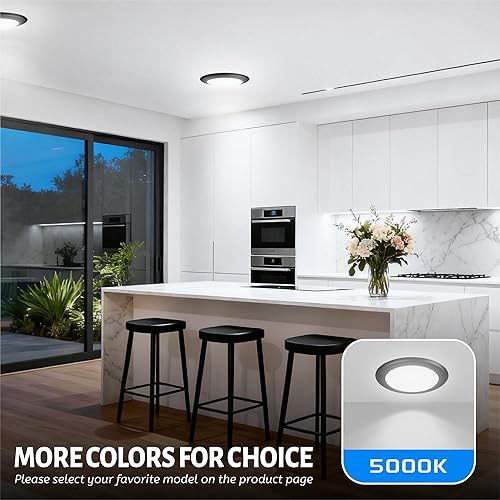 Miniatura 3 de ECOELER Luz de disco LED de montaje empotrado de 6 pulgadas, lámpara de techo regulable, 16.5 W, luz diurna de 5000 K, 1000 lúmenes, luz descendente