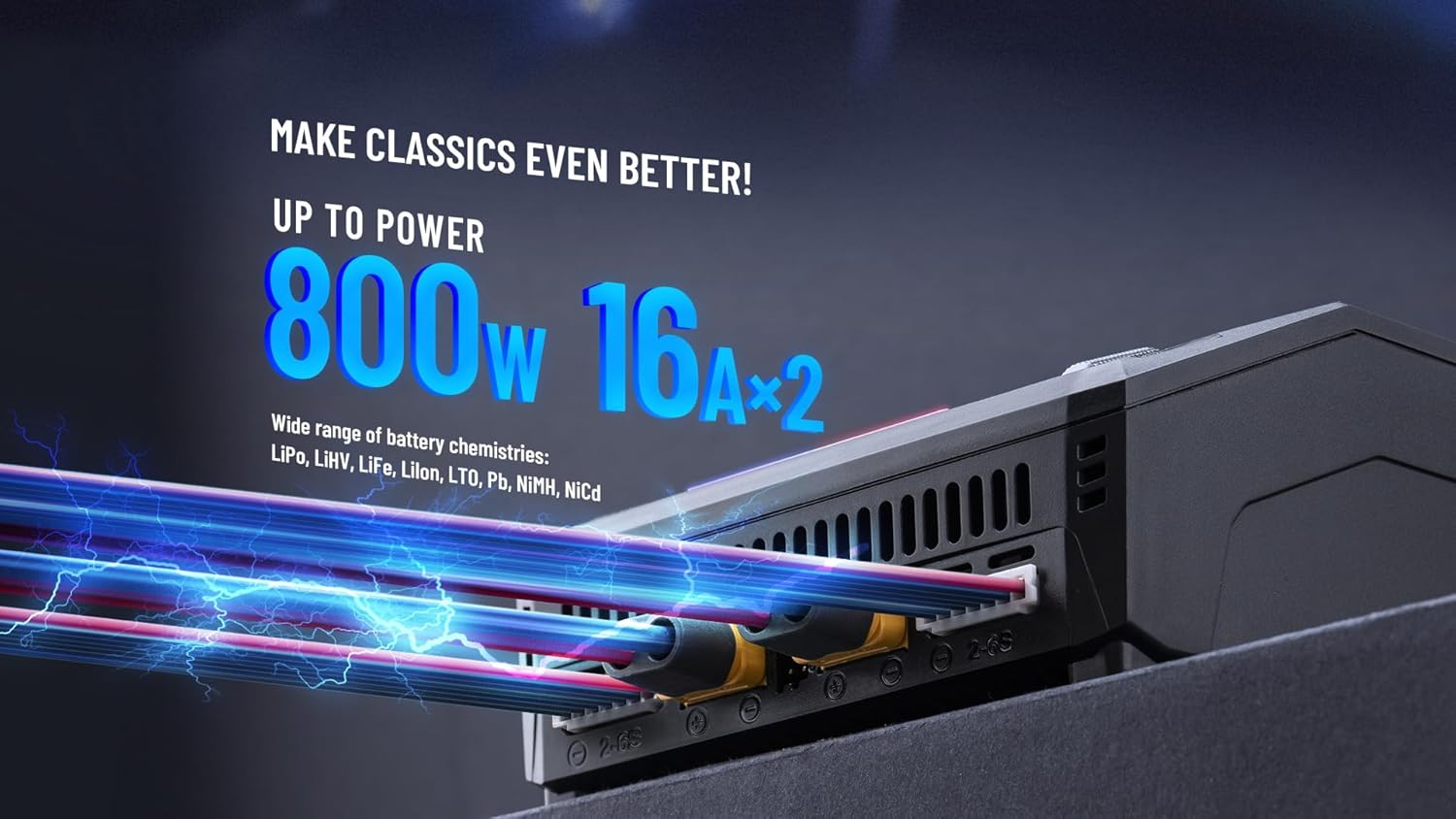 ToolkitRC M6DAC V2/PRO 16AX2 AC200-300W DC800W Dual Channel Smart Charger for 1-6S LiPo LiHV Life Lilon LTO 1-16S NiMH PD65W (M6DAC V2)