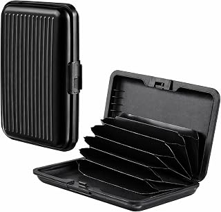 RFID Blocking Credit Card Holder, Card Protector, Aluminium | Business Card Case for Women or Men, Metal ID Organiser Wallet with 6 Slots, Compact and Convenient, Travel Wallet