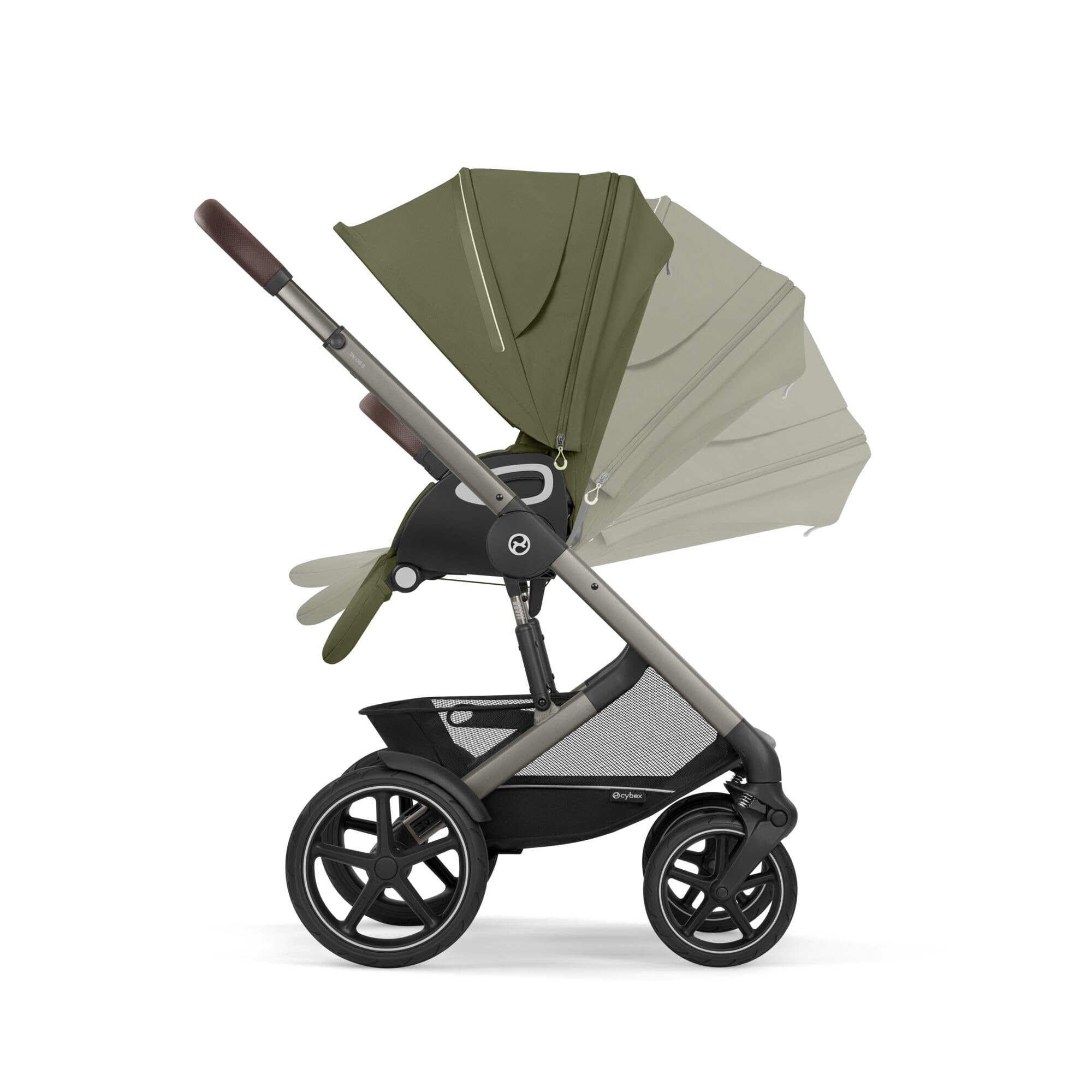 CYBEX Gold TALOS S LUX Kinderwagen, Ab Geburt bis 22 kg, Mit Offroad-Federung, verstellbarem Griff, ergonomischer Liegeposition, Moss Green
