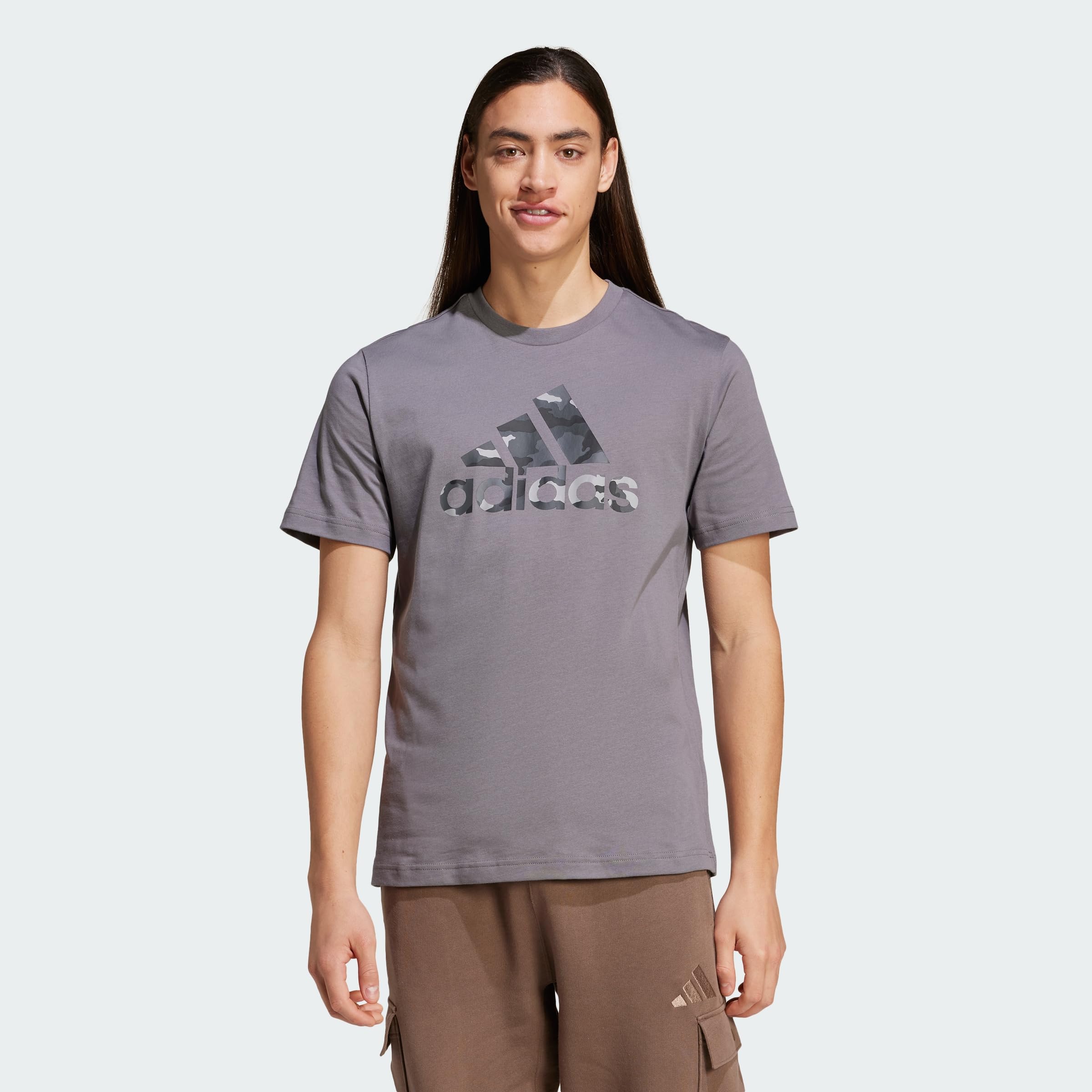 adidas Men's CAMO BOS Graphic TEE, Grey Four, S