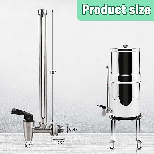 Miniatura 5 de Espiga de vidrio de 10 pulgadas con vista clara, nivel de agua, acero inoxidable, para Berkey Big, sistema de filtro de agua alimentado por gravedad