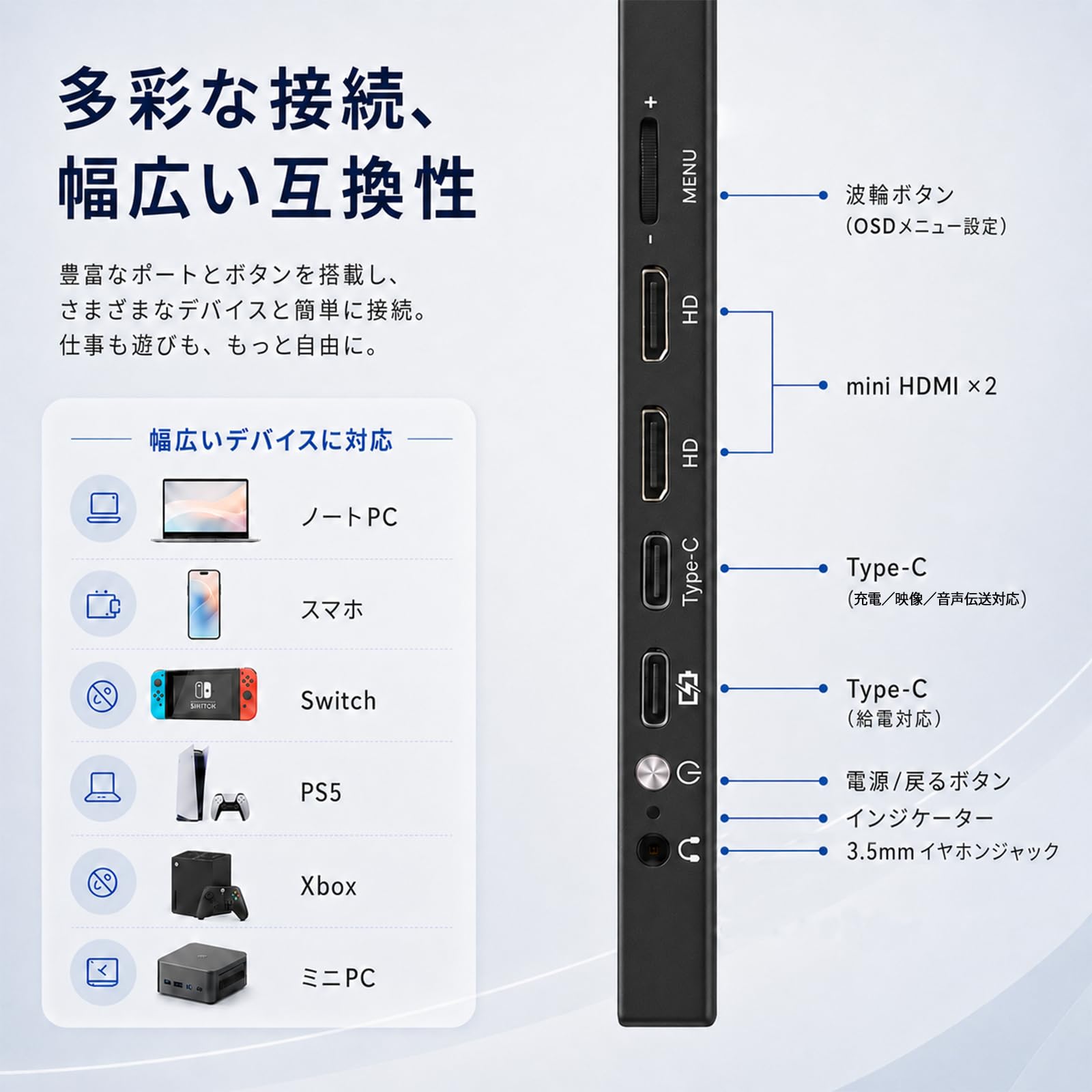 Amazon.co.jp: XUNDEFINED モバイルモニター 13.3 インチ WUXGA 1920