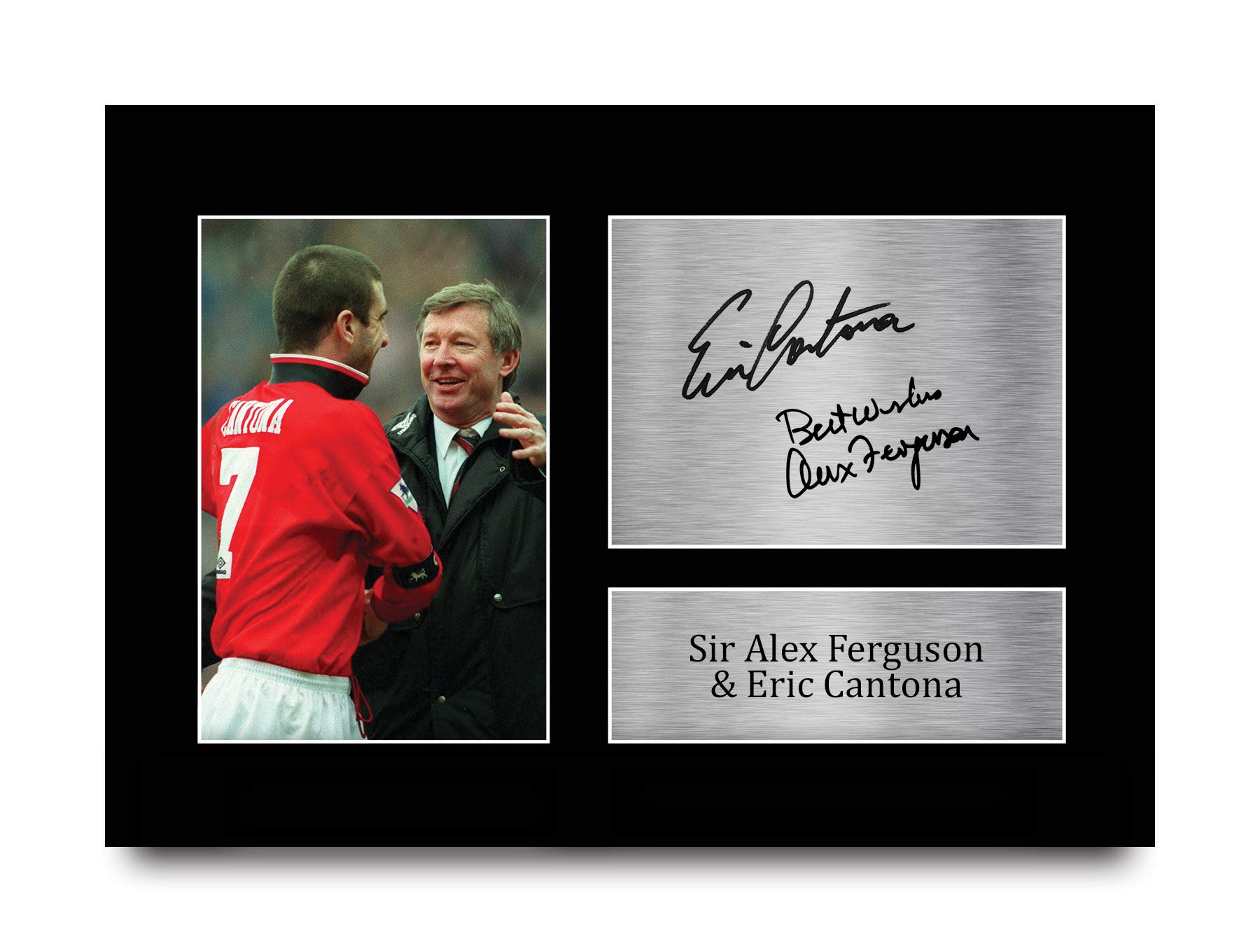 HWC TradingA4 Sir Alex Ferguson & Eric Cantona Gifts Printed Signed Autograph Picture for Football Fans and Supporters