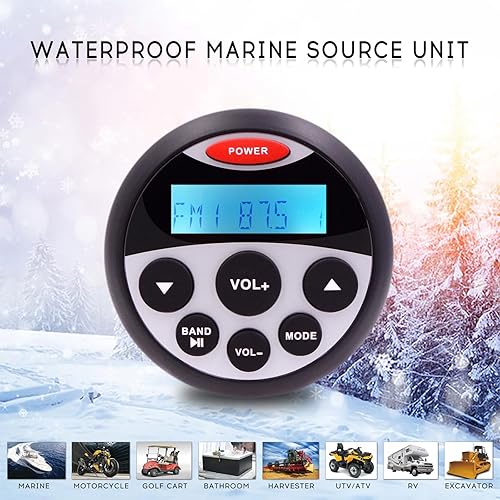 Miniatura 3 de Sistema estéreo marino Bluetooth receptor de radio marino paquete de sistema de audio - Radio FM impermeable estéreo ATV UTV Unidad principal