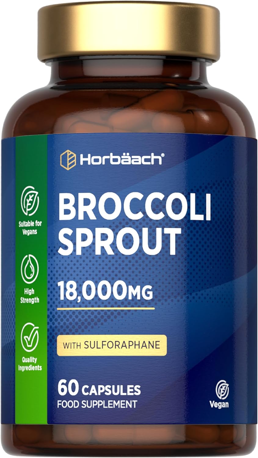Product image of Broccoli Sprout Extract 18,000mg | Activated Sulforaphane Supplement | 60 Vegan Capsules | High Strength | by Horbaach