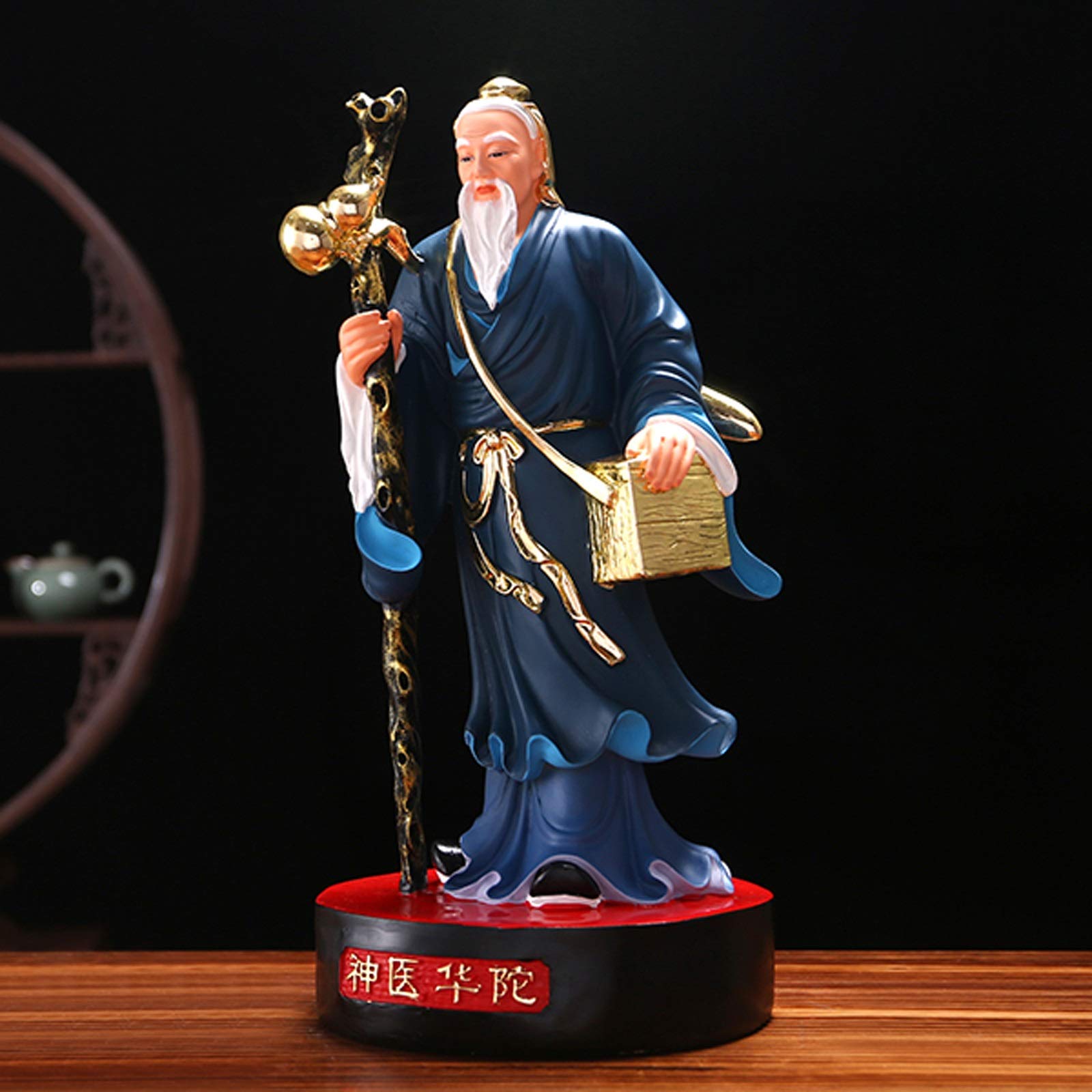 Ozdoba Feng Shui Chiński Feng Shui Posąg Buddy Geniusz Lekarz Hua Tuo Statua Dekoracja Dom Salon Sklep Fajny prezent 15-calowy wystrój Statua