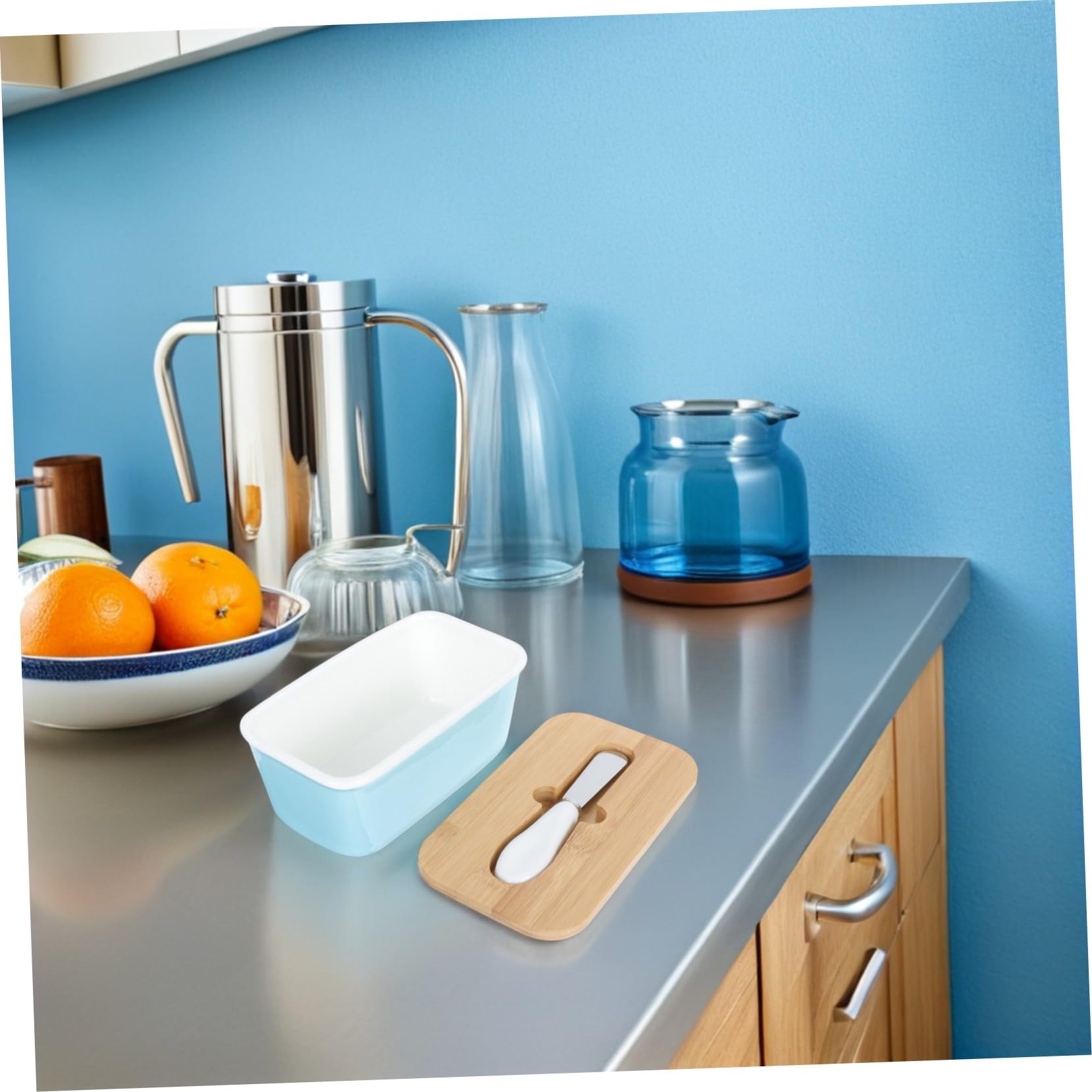 Beurrier Rectangulaire Porcelaine avec Couvercle Hermétique et Couteau Boîte à Beurre Compacte pour Réfrigérateur et Plan de Travail Conserve la Fraîcheur et Optimise Espace