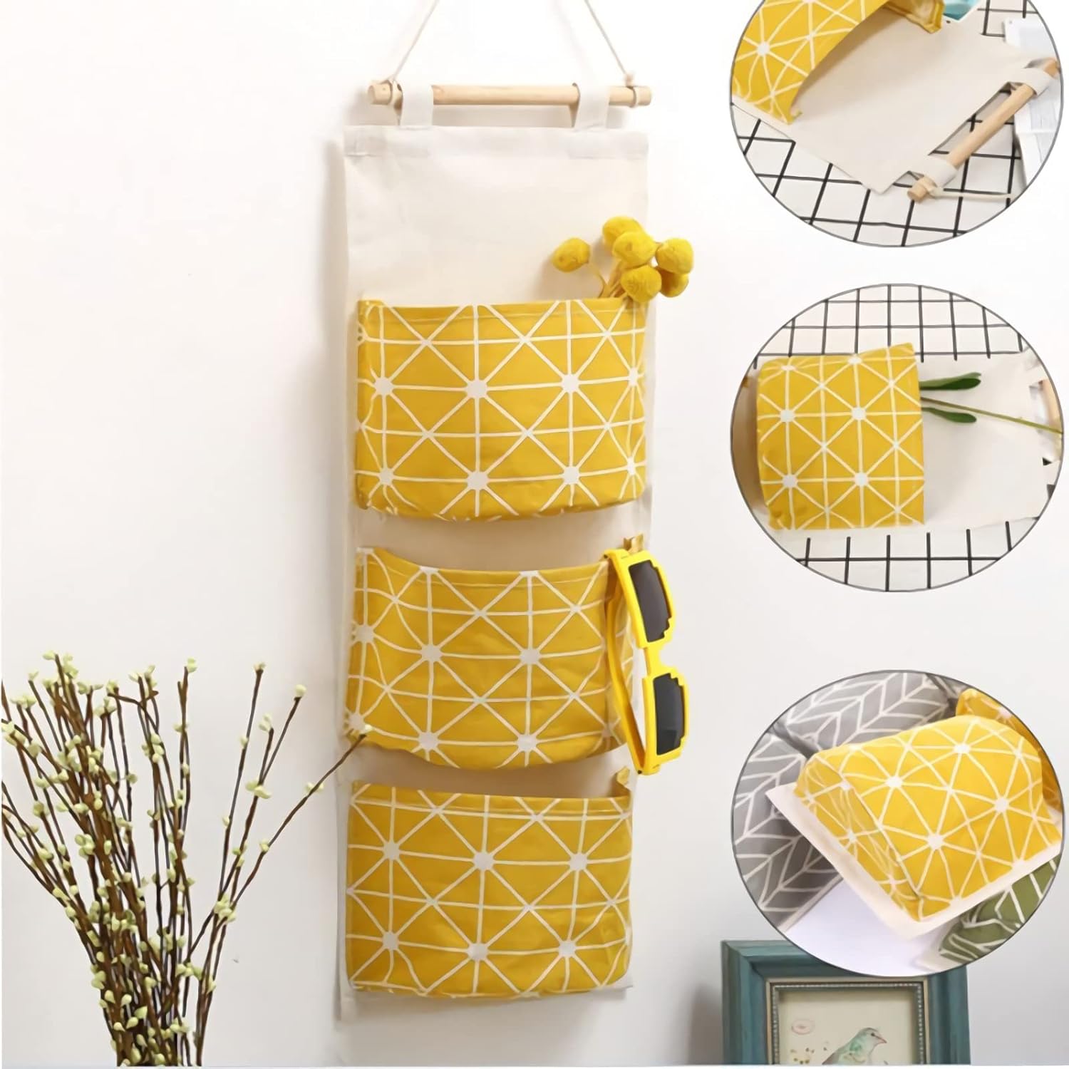 Hanging Storage Bag, Wall Mounted 3 Bags Nursery Storage Bag Over The Door Storage Pockets Fabric Wall Door Closet Hanging Storage Bag Organizer 2 Packs Lovely Arrow01 - Image 4
