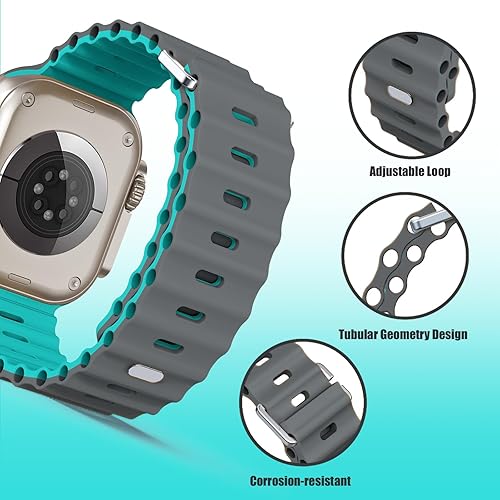 Miniatura 57 de Compatible with Apple Watch Ocean Bands 38mm 40mm 41mm 42mm 44mm 45mm 46mm 49mm Soft Silicone Wristbands Replacement Strap for iWatch Ultra 2 Ultra